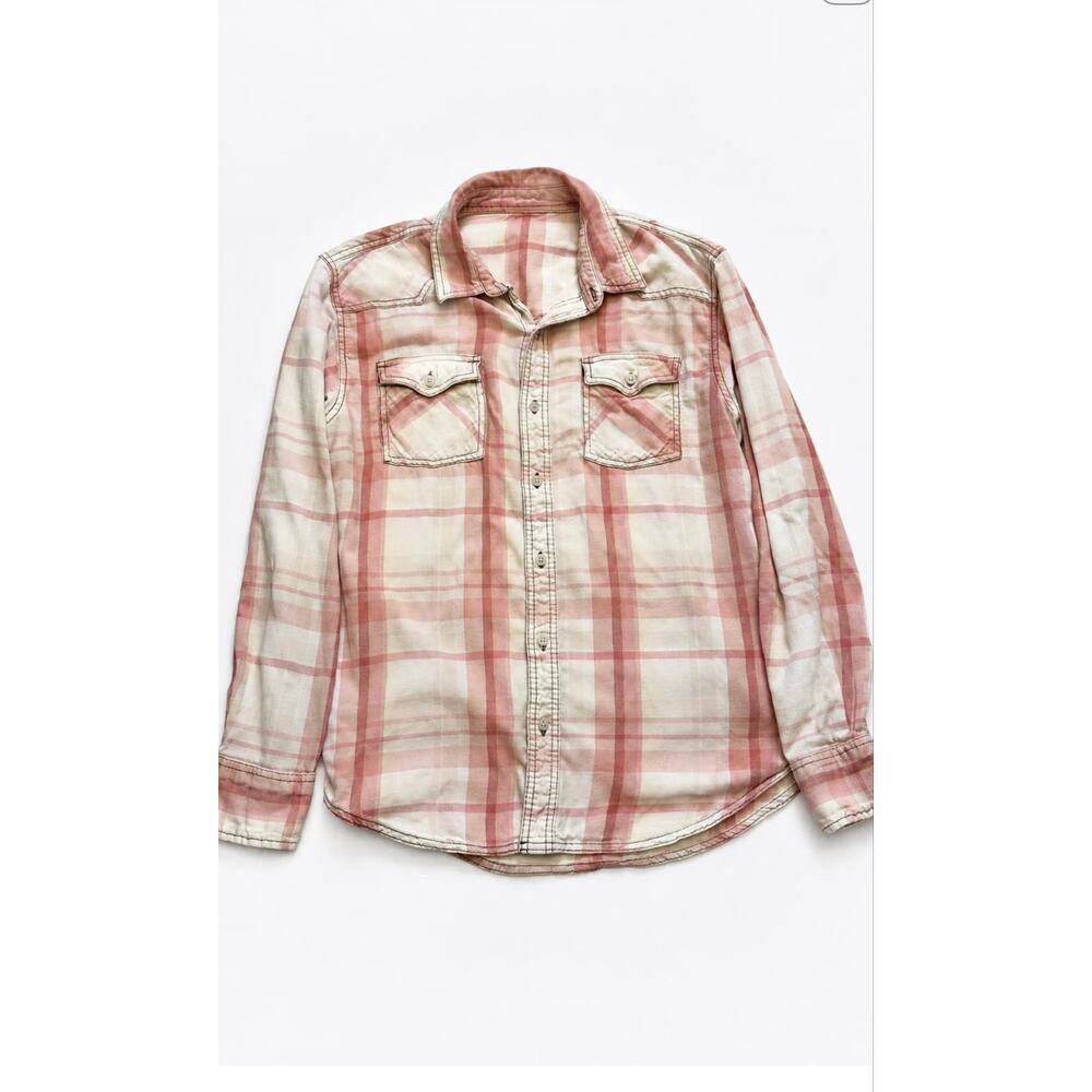 Vintage Cottagecore Upcycled Flannel Sustainable Layering Plaid Shirt Large - Picture 3 of 7